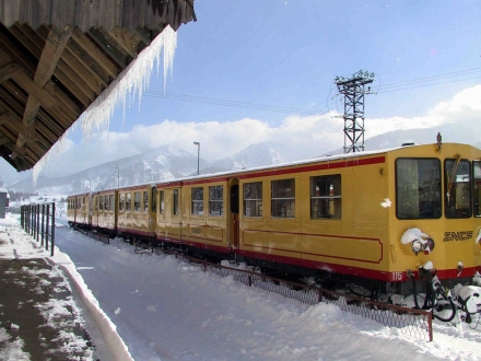 Snow train at Font Romeu. Catalan Pyrenees